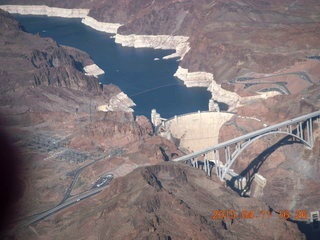 aerial - Hoover Dam and bridge