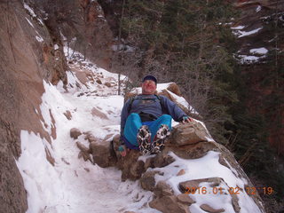 33 972. Zion National Park - Hidden Canyon hike - Adam and crampons