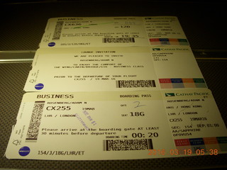 5 99k. flight to London - boarding passes