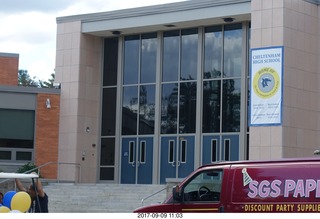CHS food party - school entrance