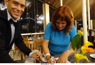 280 a0e. Recanto Cataratas Hotel - restaurant - waiter and Deborah