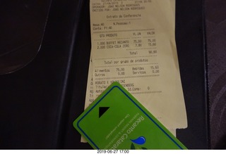 281 a0e. Recanto Cataratas Hotel - restaurant - bill