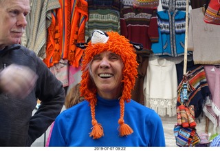 104 a0f. Peru - drive to cusco - market - cool llama cap