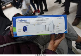 65 a0f. Peru - Cusco - airport - Cindy needed a breathing aid at 11000 elevation