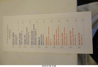 166 a0f. Peru - Lima - Alfresco restaurant  - dessert menu