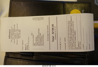 167 a0f. Peru - Lima - Alfresco restaurant - reasonable bill