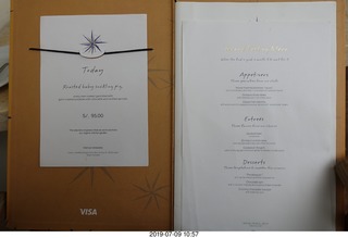 44 a0f. Peru - Lima - beach pier lunch- menu