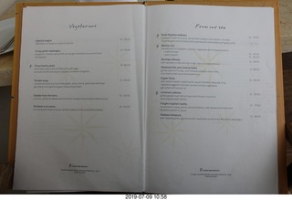 48 a0f. Peru - Lima - beach pier lunch - menu