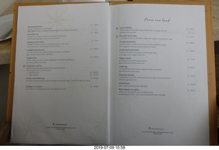 49 a0f. Peru - Lima - beach pier lunch - menu