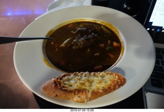 94 a0f. Peru - Lima - airport - soup in bar across the street