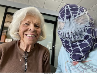 Jackie and gray Spiderman costume