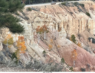 236 a18. Bryce Canyon Amphitheater at sunset - orange-yellow aspens