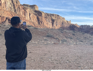 58 a19. Utah back country - Hidden Splendor airstrip area on the ground + Jerome taking a picture