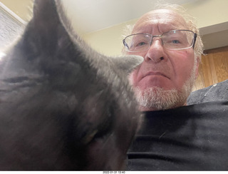 cat Potato with Adam, old picture