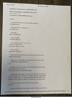 Halo Cat Rescue paperwork for my cat Miss Pris