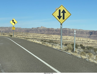 109 a1n. Utah - driving from moab to hanksville - road signs at vista-view stop