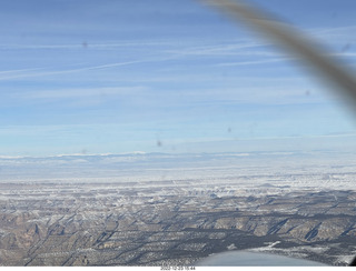 70 a1n. aerial - canyonlands - Green River, Desolation Canyon, Book Cliffs - front view through the windshield with the propeller