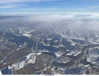 214 a1n. aerial - canyonlands - Green River, Desolation Canyon, Book Cliffs - thin clouds