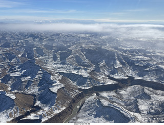 216 a1n. aerial - canyonlands - Green River, Desolation Canyon, Book Cliffs - thin clouds