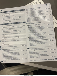 22 a1s. New Zealand immigration card
