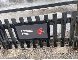 264 a1s. New Zealand - Hell's Gate - mud and thermal walk - sign COOKING POOL