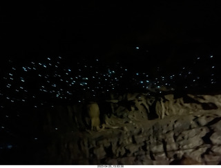 136 a1s. New Zealand - Spellbound Glowworm & Cave Tours - dark cave with glowworms