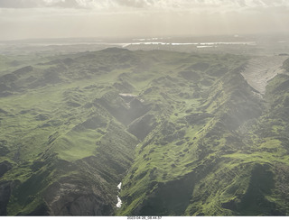 52 a1s. New Zealand - Ardmore Airport Flying School - aerial beach - sand mountains