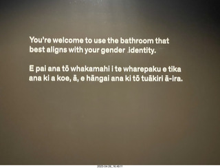 296 a1s. New Zealand - Auckland Art Museum - trans bathroom sign in two languages