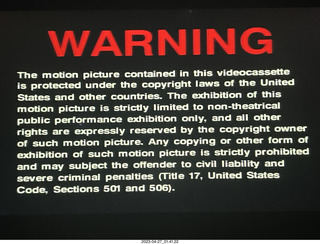 2 a1s. WARNING: The motion pictures in this videocassette....