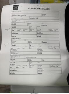 51 a2d. Scottsdale, Hayden Road, my car crash - Collision Exchange document