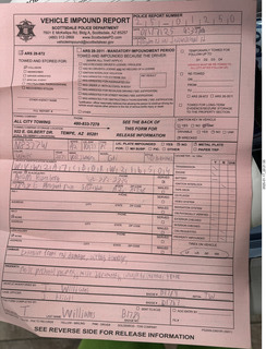 53 a2d. Scottsdale, Hayden Road, my car crash - Vehicle Impound Report