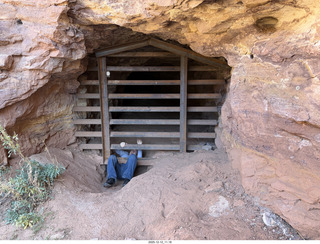 139 a2q. Utah - Mineral Canyon hike - mine - Tyler entering