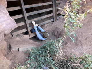 192 a2q. Utah -  Mineral Canyon hike -  mine interior - Tyler leaving