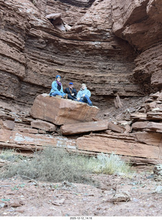 405 a2q. Utah - Hidden Splendor hike - Heather, Adam, and Tyler on rock