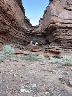 411 a2q. Utah - Hidden Splendor hike - Heather, Adam, and Tyler on rock