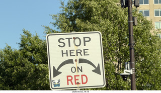 Philadelphia - two-sided stop-here-on-red sign