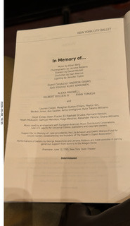 New York City Ballet program